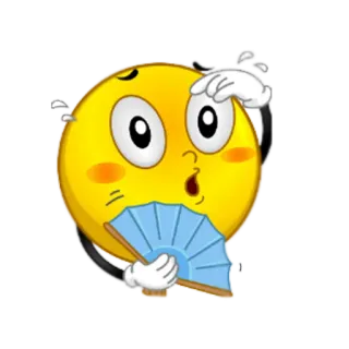 🥵 91de75f8 emoji, sweating, fan, worried, anxious, yellow, cartoon telegram sticker