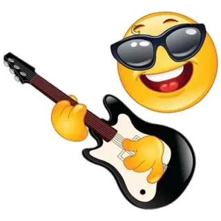 🎸 350bf750 表情符号, 吉他, 音乐, 太阳镜, 酷 telegram sticker
