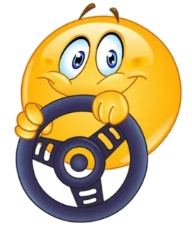 🚘 f833d016 表情符号, 驾驶, 方向盘, 笑脸, 黄色 telegram sticker