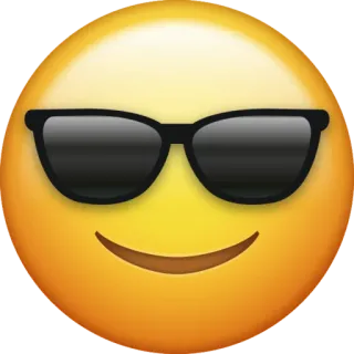 😎 42963984 Emoji, Cool, Occhiali da sole, Faccia, Sorriso, Giallo telegram sticker