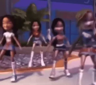 🤩 1aed3f0a Bratz, boneka, tari, grup, teman, animasi telegram sticker