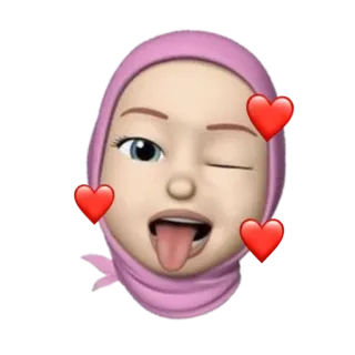 😜 3e3cec31 Émoji, Hijab, Clin d'œil, Cœur, Visage, Langue, Islam, Musulman whatsapp sticker