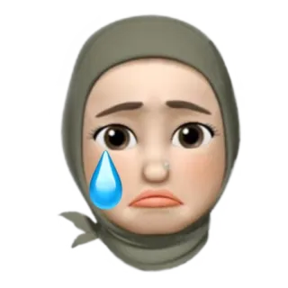 😢 d8c4543f emoji, pleurer, triste, hijab, femme, larme, memoji whatsapp sticker