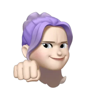 👊 1fc24b10 絵文字, 顔, 人, 女性, 漫画, 紫髪, 拳 telegram sticker