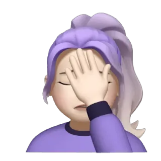 🤦‍♀ 23147fe7 フェイスパーム, 恥ずかしい, 絵文字, 失望, イライラ, 紫 telegram sticker