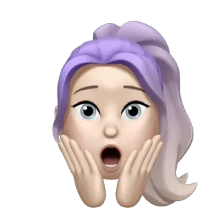 🤭 53cd6306 Memoji, 女性, びっくり, 衝撃, 絵文字, 漫画, 顔, 興奮 telegram sticker