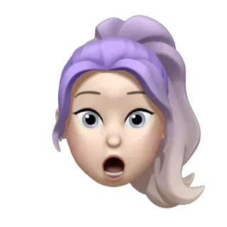 😧 ea7f5729 絵文字, 顔, 女性, 驚いた, びっくり, 紫髪 telegram sticker