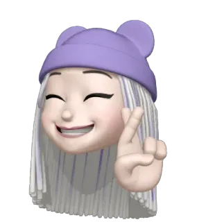 🤞 3ed2e0ae emoji, sticker, woman, hat, bear ears, peace telegram sticker
