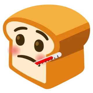 🍞 35aa1195 bánh mì, ốm, nhiệt kế, biểu tượng cảm xúc, phim hoạt hình, thức ăn, bệnh telegram sticker