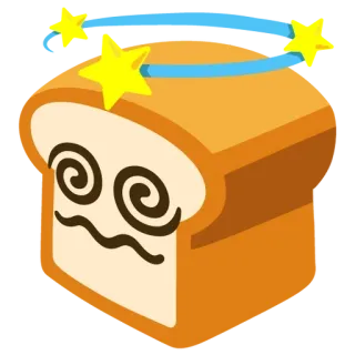 🍞 64e13f16 bánh mì, chóng mặt, mắt xoắn ốc, hoạt hình telegram sticker