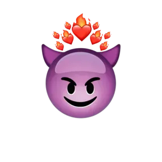 😈 2ca89731 อิโมจิ, ปีศาจ, หัวใจ, เปลวไฟ, สีม่วง, เขา telegram sticker