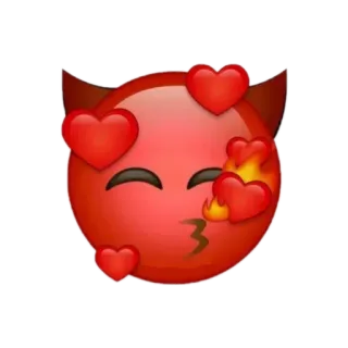 😘 e8c065d1 อิโมจิ, ปีศาจ, หัวใจ, ความรัก, จูบ, สีแดง telegram sticker