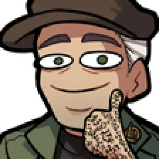 🙂 d1b4a276 persona, cartone animato, cappello, sorriso, personaggio telegram sticker