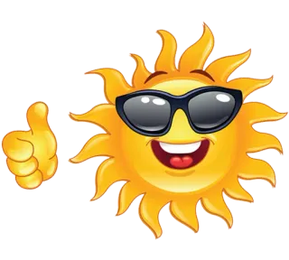 🌞 18e75ca6 Sonne, Sonnenbrille, Emoji, Daumen hoch, Sommer, Wetter telegram sticker