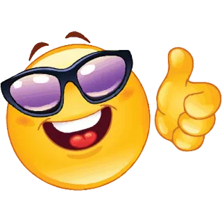 💢 290b1d44 表情符号, 赞, 酷, 太阳镜, 黄色, 积极, 批准 telegram sticker