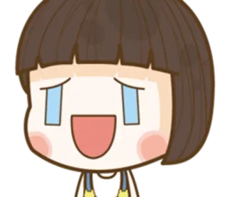 😂 6d802061 Cartoon, Mädchen, Fröhlich, Niedlich, Lächelnd telegram sticker