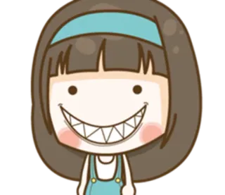 😃 82597c34 gruselig, Cartoon, Lächeln, Figur, Mädchen, unheimlich telegram sticker