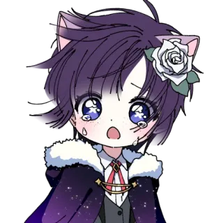 🔮 12ddc6c1 anime, cat ears, rose, crying, kawaii, chibi telegram sticker