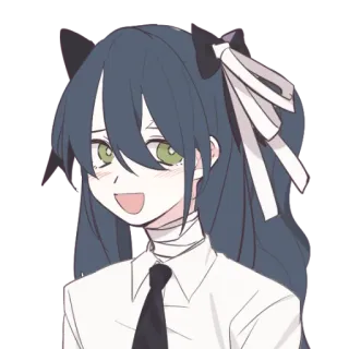 🔮 29c9e271 anime, girl, ribbon, smile, happy, cute, character, female telegram sticker