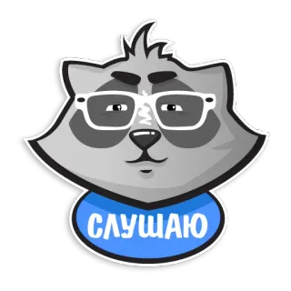 🤓 c3b9fed2 СЛУШАЮ アライグマ, メガネ, 聞く, 漫画, 動物 whatsapp sticker