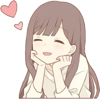 ☺ 35698d96 anime, fofo, corações, menina, kawaii, feliz whatsapp sticker