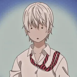 🤔 cd416174 Anime, Menino, Personagem, Ilustração, Cabelo branco, Uniforme escolar whatsapp sticker