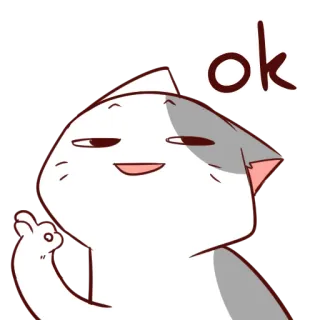 👌 00cabd0c ok gato, ok, aprobación, lindo, dibujos animados, animal whatsapp sticker