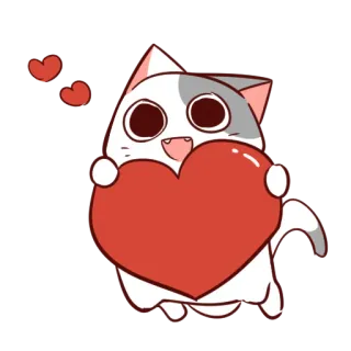 😻 a5b010fd gato, corazón, amor, lindo, animal, dibujos animados, pegatina whatsapp sticker