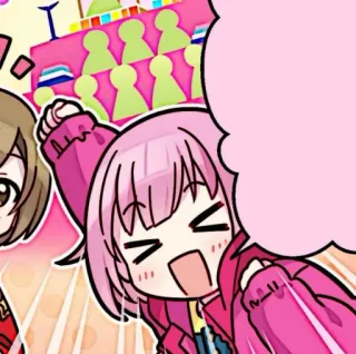 🪸 9f714018 Gadis anime, Bersemangat, Merah muda, Kartun, Senang telegram sticker