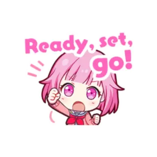 💕 2ce4af54 Ready, set, go! อนิเมะ, มังงะ, น่ารัก, ผมสีชมพู, จิบิ, ไป, พร้อม, เริ่ม telegram sticker