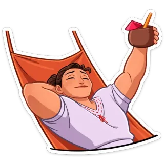 🧉 8a284373 男人, 吊床, 放松, 假期, 鸡尾酒, 热带, 休闲, 夏天 telegram sticker