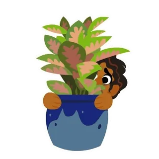 😟 77a37db3 ต้นไม้, ซ่อน, กระถางต้นไม้, คน, การ์ตูน, แอบมอง telegram sticker