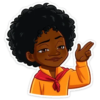 ☺️ 441ea4d8 kartun, anak laki-laki, afro-amerika, menunjuk, senang, karakter, stiker whatsapp sticker