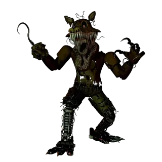🌟 616c4c83 Twisted Foxy Five Nights at Freddy's Хоррор, Монстр, Аниматроник, Искаженный, Фокси, Видеоигра whatsapp sticker