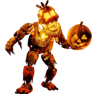🌟 c3973941 Jack-O-Chica Five Nights at Freddy's Хоррор, Видеоигра, Аниматроник, Хэллоуин, Тыква, Светильник Джека, Five Nights at Freddy's, Джек-О-Чика whatsapp sticker
