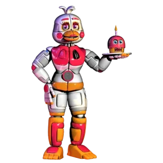 🌟 d1389e76 Toy Chica Five Nights at Freddy's Аниматроник, Робот, Видеоигра, Хоррор, Курица, Кекс whatsapp sticker