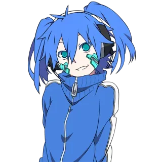 😁 68b30ac7 anime, character, blue hair, cyberpunk, portrait, cartoon telegram sticker