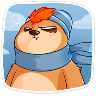 🍁 9933c75f perezoso, invierno, lindo, animal, sombrero, bufanda, dibujo animado telegram sticker