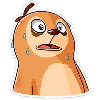😬 a0fb1602 perezoso, nervioso, sudando, dibujos animados, animal, pegatina telegram sticker
