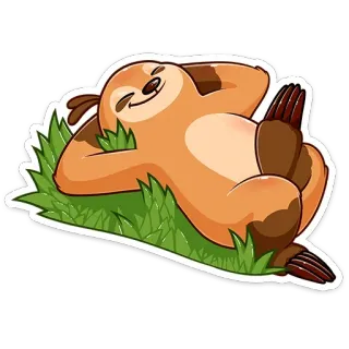 ☺️ bab40064 perezoso, animal, lindo, dibujos animados, hierba, relajación, vago telegram sticker