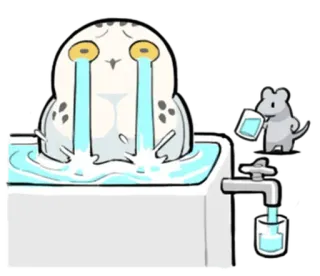 🛁 216483c2 coruja, chorando, triste, rato, água, banheira whatsapp sticker