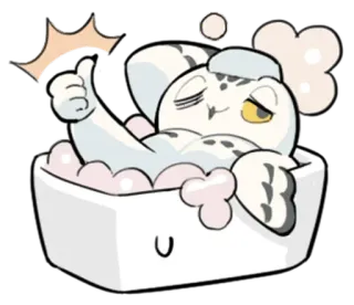 🚿 9076a546 coruja, banho, joinha, fofo, desenho animado, animal whatsapp sticker