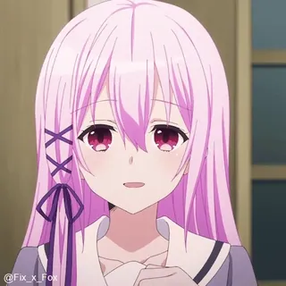 ☺️ 31b7cf3e @Fix_x_Fox Аниме, Девушка, Розовые волосы, Милый, Длинные волосы whatsapp sticker