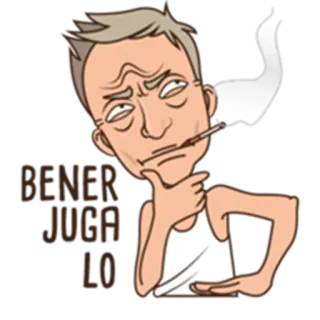 👌 03c34a42 BENER JUGA LO 卡通, 抽烟, 男人, 思考, 香烟, 印度尼西亚 telegram sticker