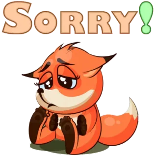 😔 d5b33810 SORRY! desculpa, pedido de desculpas, raposa, desenho animado, fofo telegram sticker
