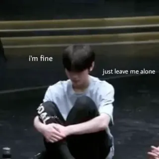👌 912466d7 i'm fine just leave me alone triste, seul, ado, garçon, bouleversé, émotionnel telegram sticker