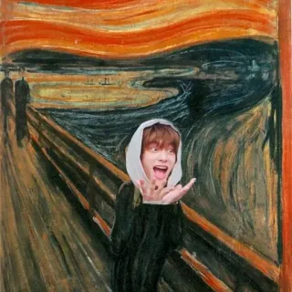 😱 f95fc5de The Scream art, peinture, mème, expression, peur telegram sticker