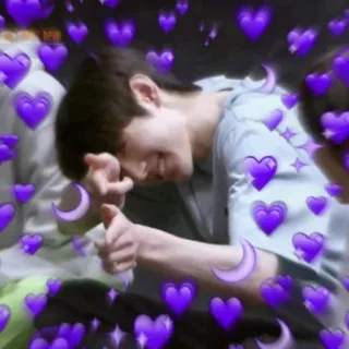 🥰 ff3f6666 Coeurs, Violet, Pouce levé, Positif telegram sticker