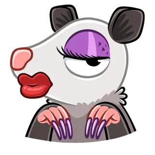 💄 8dcfff77 opossum, glamour, cartoon, dier, make-up, grappig, schattig, sticker telegram sticker