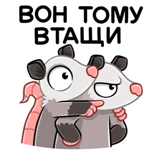 👊 a2cb8ef4 ВОН ТОМУ ВТАЩИ Opossum, Sticker, Dieren, Cartoon telegram sticker